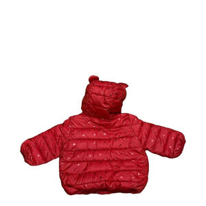 baby GAP Jacket Infant 0-6 Months Red Puffer Hooded Heart Print Bear Ears Coat